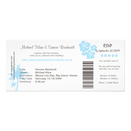 Boarding Pass Wedding Invitation and RSVP in one