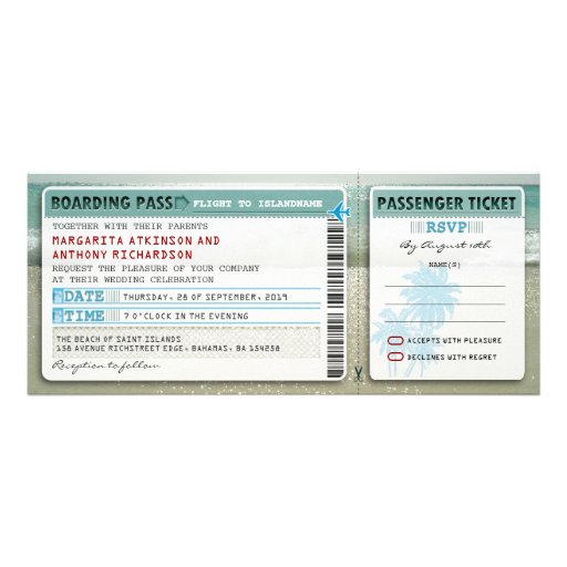 boarding pass wedding tickets-invites with rsvp