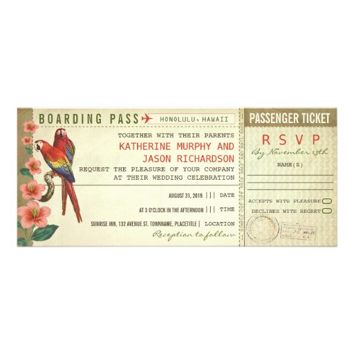 boarding pass wedding tickets with rsvp custom invitations