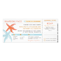 boarding pass wedding tickets with RSVP together Custom Invitation