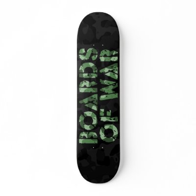 Boards Of War Black and Green Camo Logo Deck Skate Board by BoardsOfWar