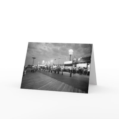Boardwalk at Night Blank Greeting Card by lizadeyphoto