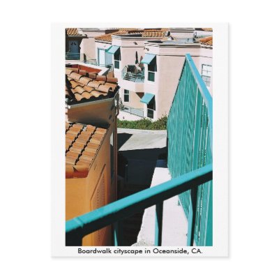 Boardwalk cityscape in Oceanside, CA. Post Card by annakata46