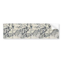 Boars running near the trees by Tachibana,Morikuni Bumper Stickers