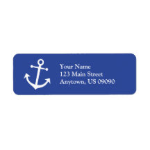 Boat Anchor Return Address Label (Navy Blue/White)