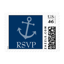 Boat Anchor RSVP Postage Stamp (Dark Blue)