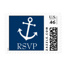 Boat Anchor RSVP Postage Stamp (Dark Blue)