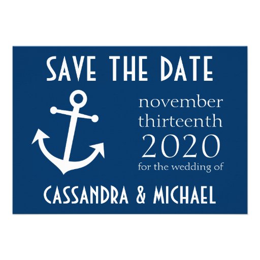 Boat Anchor Save The Date (Dark Blue) Announcement