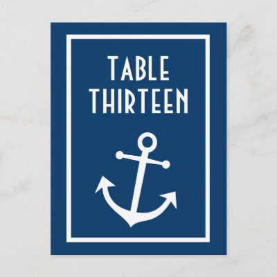 Boat Anchor Table Numbers (Dark Blue / White) Post Cards