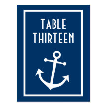 Boat Anchor Table Numbers (Dark Blue / White) Post Cards