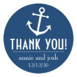 Boat Anchor Thank You Labels (Dark Blue) Sticker