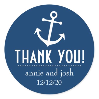 Boat Anchor Thank You Labels (Dark Blue) Sticker