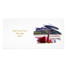 BOAT AND MOUNTAIN LANDSCAPE PERSONALISED PHOTO CARD