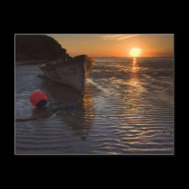 Boat and sunset postcards