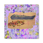 boat and water lilies torn sketch magnets