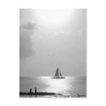 Boat at sunset post cards