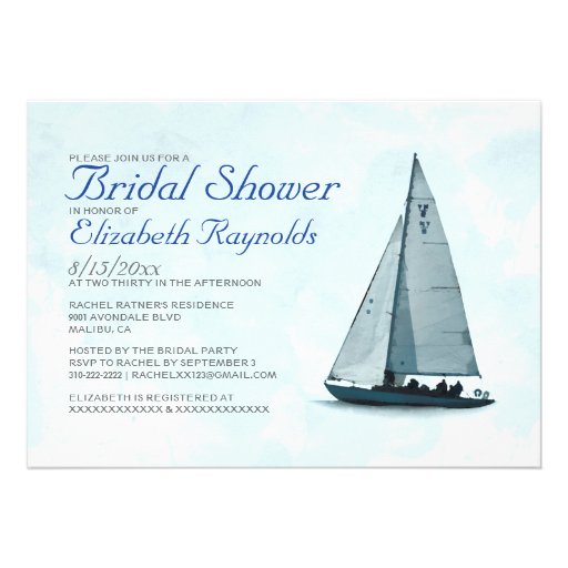 Boat Bridal Shower Invitations