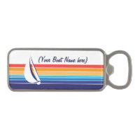 Boat Color Square_horizontal hues_personalized Magnetic Bottle Opener