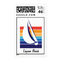 Boat Color Square_Laguna Beach postage postage