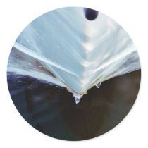 Boat Front Breaking Water Round Sticker