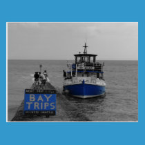 boat in blue cropped postcards