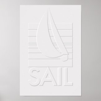 Boat in Square_embossed-style SAIL print print
