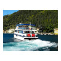Boat leaving Maderno on Lake Garda posters