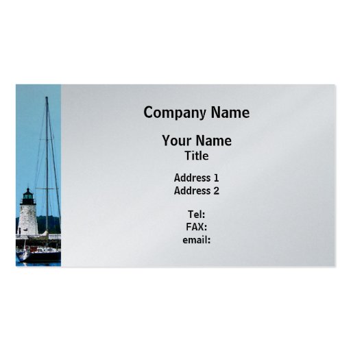 Boat Near Lighthouse Bristol RI - Platinum Finish Business Card (front side)