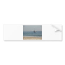 Boat off Bournemouh beach Bumper Sticker