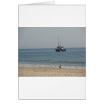 Boat off Bournemouh beach Card