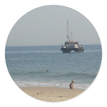 Boat off Bournemouh beach Stickers