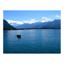Boat on Lake Geneva posters