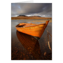 Boat on Loch, vertical. Card by cARTerART