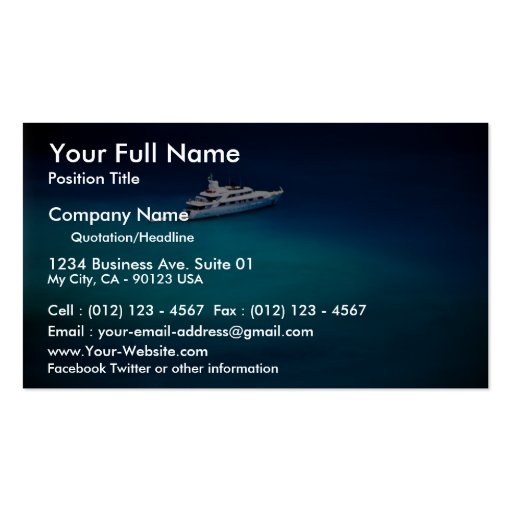 Boat on Magens Bay, St. Thomas, U.S. Virgin Island Business Card Template (front side)