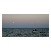 Boat on the Lake at Evening Picture Card