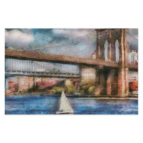 Boat - Sailing under the Brooklyn Bridge Customized Stationery