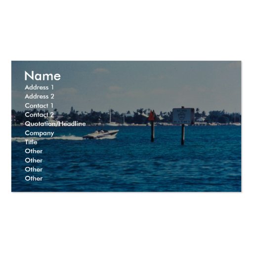 Boat speeding through manatee idle zone business card template