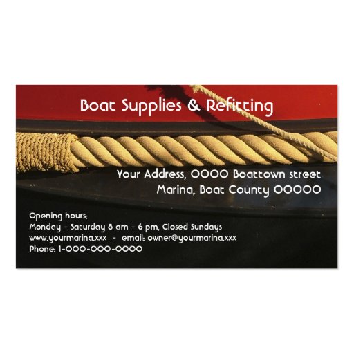 Boat supplies industry business card (back side)