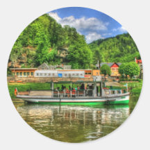 Boat Trip on the River Elbe Round Stickers