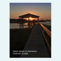 Boathouse Sunset Postcard postcards