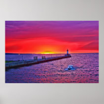 Boating at Sunrise Posters
