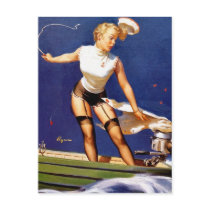 Boating Pin-Up Post Card