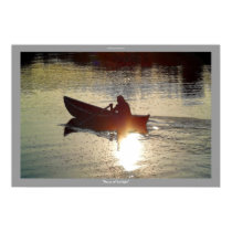 Boating Rowing into the Sunset Art Poster
