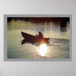 Boating Rowing into the Sunset Art Poster