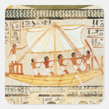 Boatmen on the Nile, from the Tomb of Sennefe Square Stickers
