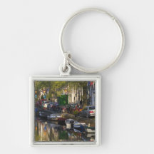 Boats and buildings along the canal belt, keychains