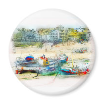 BOATS AS A PAINTING FRIDGE MAGNETS