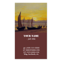 Boats Ashore at Sunset, Albert Bierstadt. Business Card