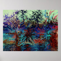 Boats at Harbour Abstract Art Poster