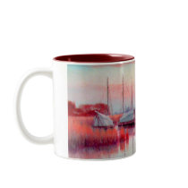 BOATS AT SUNSET mugs by ANGELHELEN BOATS AT SUNSET mugs